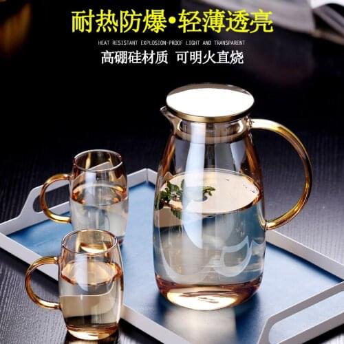 Dazzle color water bottle household large capacity glass high temperature water bottle Nordic bubble teapot living room water cu