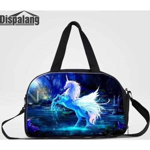 Dispalang Lifelike Unicorn Travel Bags Unisex Duffle Bag With Shoes Pocket For Traveling Women Men Casual Outdoors Weekend Bags