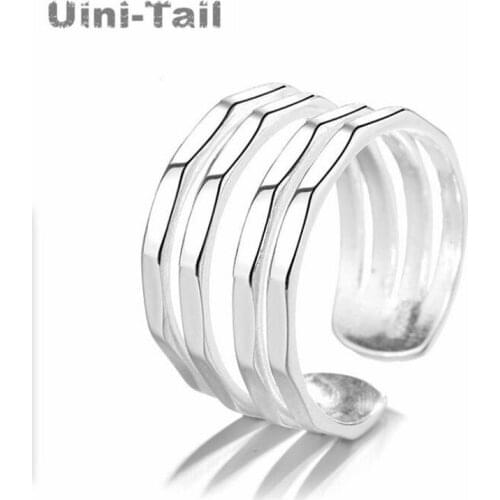 Uini-Tail hot sale new 925 silver glossy diamond four-layer open ring fresh and fashionable temperament multilayer high-quality