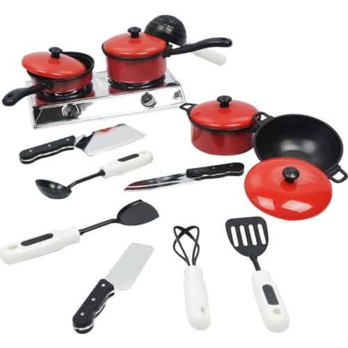 13Pcs/Set Simulation Kitchen Utensils Food Cookware Pot Pan Toy Smooth Edge Plastic Pretend Play Educational Toys for Kids