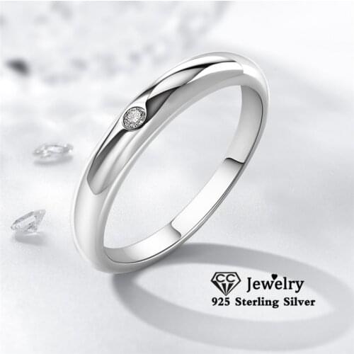 CC Rings For Women And Men Solid 925 Silver Lovers Couple Ring Aperture Single Diamant Cubic Zirconia Simple Fine Jewelry CC1631