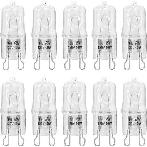 10 Pack Clear Lense Q40/G9/FR/120V G9 40W 120Volt T4 JD Type Halogen Light Bulb Photography Studio Bar Lounge Gallery
