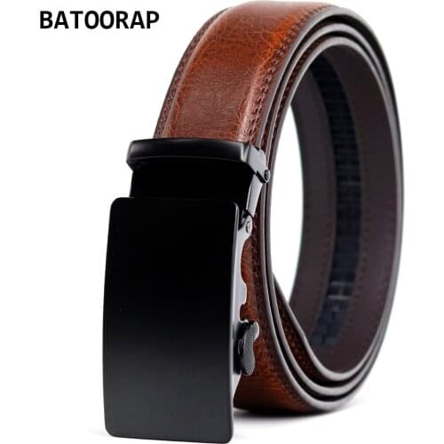 Mens Leather Belts Brown High Quality Casual Ratchet Belt For Men Lingge Metal Auto Buckle Waist Strap Male Fashion Style