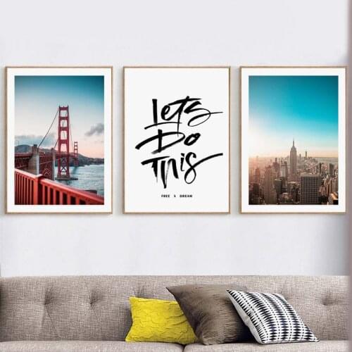 Wall Art Canvas Painting Empire State Building Golden Gate Bridge Nordic Posters and Prints Wall Pictures for Living Room Decor