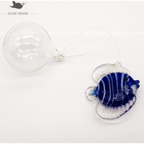 New Custom handmade glass floating bubble fish Figurine aquarium decor accessories pendant mini sea water color animal statue