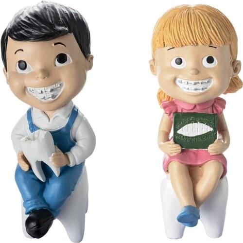 Dentist Gift Boy And Girl Orthodontic Teeth Figurines Ornament Clinic Office Desktop Sculpture Decoration Dentistry Gifts
