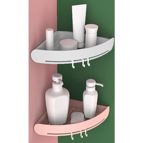 Plastic Corner Shelf Bathroom Shelf Organizer Snap Up Caddy Bathroom Shower Storage Wall Holder Shampoo Holder Wall Hanging