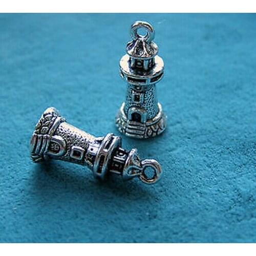 Fashion Jewelry Vintage Silver Lighthouse Charms Pendants For Bracelet Necklace Women Dress DIY Jewelry Making HOT 10PCS P510