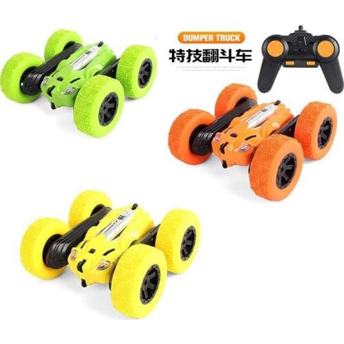 Dumper remote control charging fall resistant childrens toys double side stunt rollover four wheel drive off road vehicle