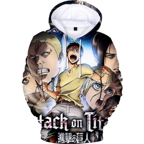 Attack on Titan 3d anime hoodies men streetwear coat casual hoodie sweatshirt harajuku coats and jacket plus size boys clothes