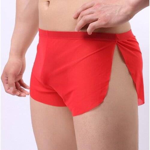 Hot Selling Mens natal year Red Color Boxers Gauze Underwear Male Transparent Arrow Pants Mesh Boxer Shorts Gay Underwear