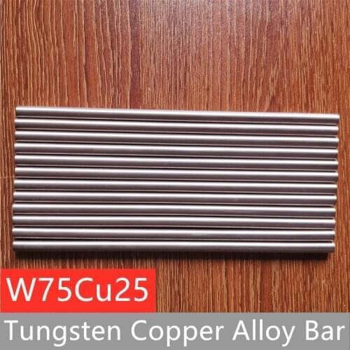 W75cu25, W75 tungsten copper alloy round bar, welding electrode copper tungsten bar diameter 2-12mm