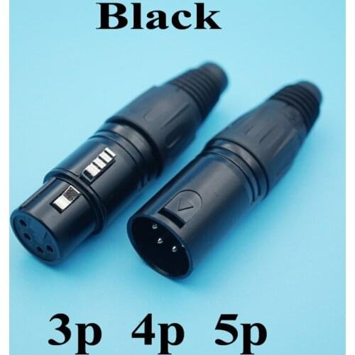 100pcs/lot Black 3 /4 /5 Pins XLR Male/Female Plug Socket Adapter Audio Panel Mount Connector XLR Converter Adapter Jack