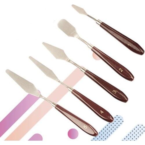 5Pcs/set Stainless Steel Spatula Kit Palette Gouache Supplies for Oil Painting Knife Fine Arts Painting Tool Set Flexible Blades