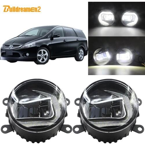 Buildreamen2 2In1 Car 90mm LED Projector Fog Light + DRL Daytime Running Lamp White H11 12V For Mitsubishi Grandis 2004-2011