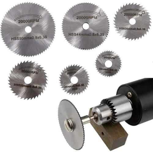 7Pcs 25/32/50 HSS Circular Saw Blade Rotary Tool For Dremel Metal Cutter Power Tool Set Wood Cutting Discs Drill Mandrel Cutoff