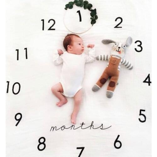 Baby Milestone Blanket DIY Flower Backdrop Newborn Monthly Cloth Growth Photo Props Printed Letter Photography Background Cloth