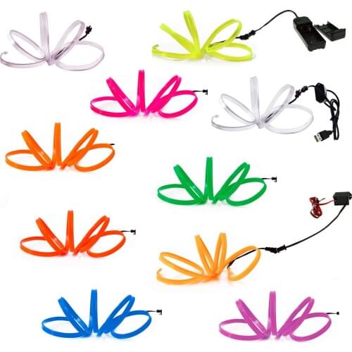 Flexible Neon Light Glow LED EL Wire Rope 1M 2M tape Cable Strip waterproof LED Neon Lights Shoes Clothing Car + Drive