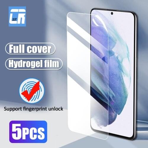 1-5pcs Full Cover Screen Protector for Samsung Galaxy S21 Ultra S20 fe S10E S8 S9 Plus Hydrogel Film Note 20 10 9 8 no glass