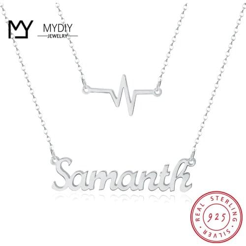 Custom Heart Beat Name Layer Necklace For Women Personalized Gold 925 Sterling Silver Custom Jewelry Wedding Birthday Gift