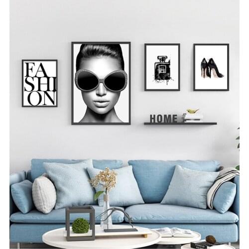 Canvas Painting For Living Room Decor High Heels Perfume Fashion Vintage Canvas Art Print Women Modern Wall Art Pictures