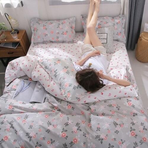 Floral four-piece set of student dormitory bed sheet girl heart small flower quilt cover three-piece small fresh bedding set