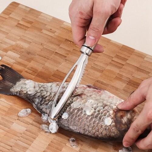 Kitchen Gadgets Stainless Steel Scraping Fishing Scale Brush Graters Remove Fish Knife Cleaning Peeler Scaler Scraper