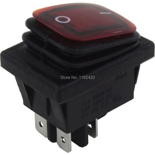 Waterproof boat rocker switch KCD4-2X1N perforate 29 x 22 mm 4 pin ON - OFF power switch with 220V light