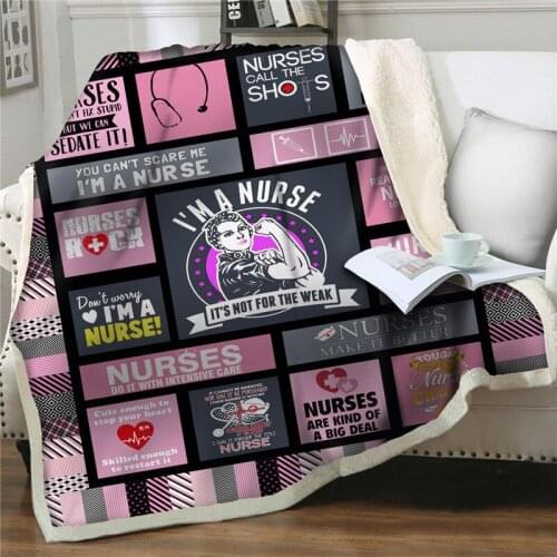 New I'm a nurse Blanket 3D Sherpa Blanket Thick Velvet Warm Super Soft Flannel Office Nap throw Blanket Sofa Bedding quilt cover