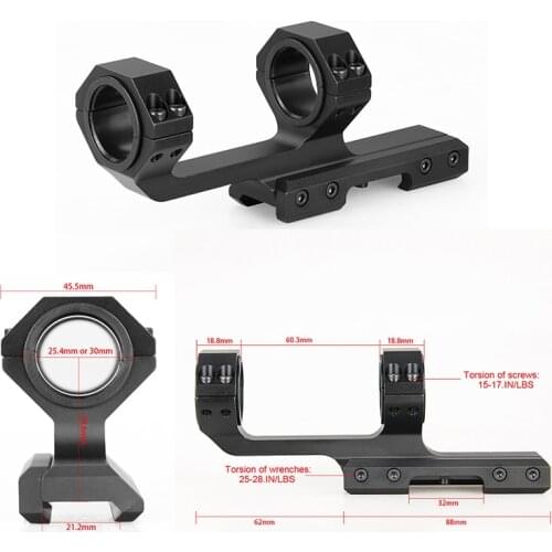 PPT Dual-Ring Scope Mount 6063 Aluminum Rifle Scope Mount Black Color 1 Inch and 1.18 Inch Diameter Fits 21.2mm Rail gs24-0201