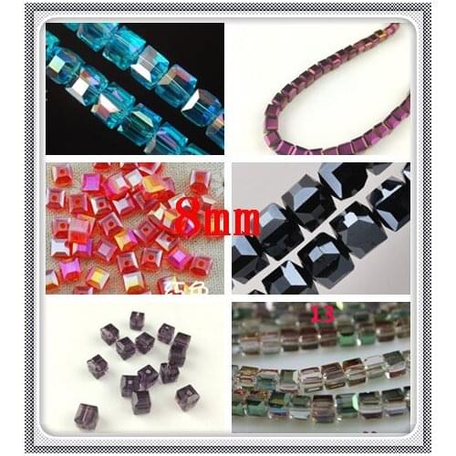 Wholesale 350Pcs/lot 8mm Cube Crystal Glass Beads Square Crystal Loose Spacer Beads For Jewelry Making Craft Bracelet DIY Beads