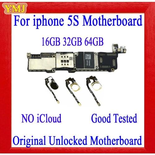16gb / 32gb / 64gb Original unlocked for iphone 5S Motherboard with Touch ID,Black for iphone 5S Mainboard with Full Chips