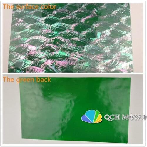 Painted mother of pearl laminate sheet for musical instrument and wood inlay DIY mobile phone case material green fan pattern