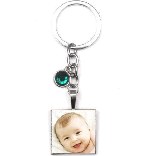 Handmade Personality Square keychain Photo Family Photo Baby Child Dad Mom Brothers Sisters Grandparents Private Customizeds
