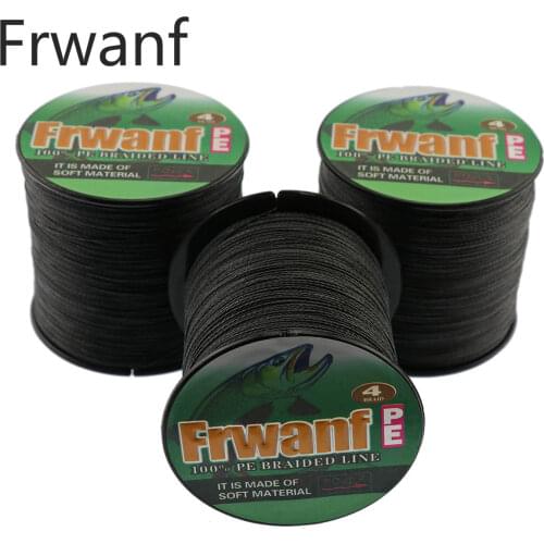 Pe material spinning 500M 1000M thread 4 braid 6-100LBS test braided fishing line ice saltwater fishing cord never faded black