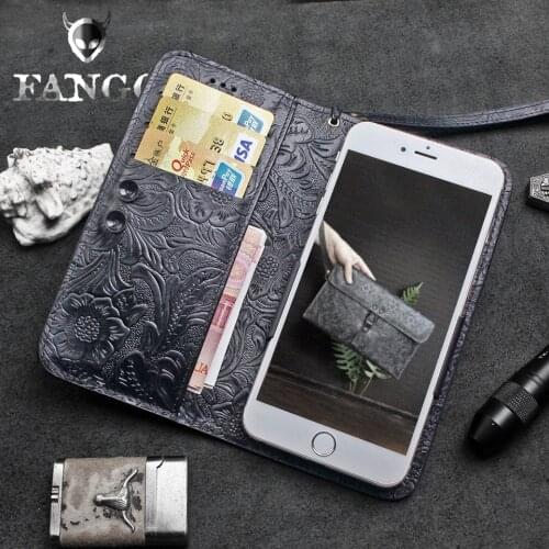 Fit For Universal Phone Sucker Leather Flip Case Wallet Card Holder Phone Bags Phone Cover Long Wallet For Men For Womens Bag