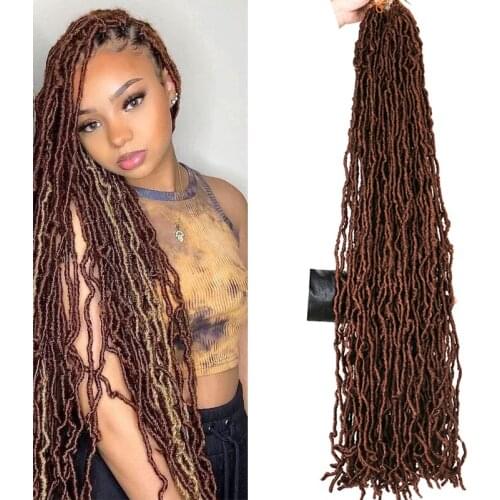Full Star 18" 24" 36" Goddess Faux Locs Bobbi Boss Crochet Braid African Women Ombre Blue Collection 2X Messy Curly Faux Nu Locs
