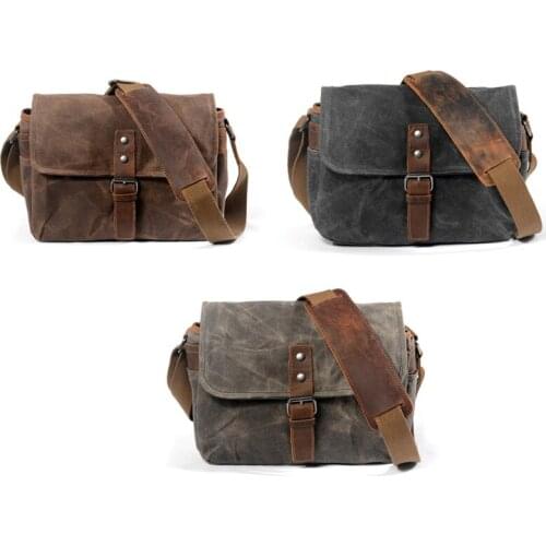 Retro Waterproof Camera Bag Photography Packages Dslr Shoulder Sling Case for Sony Nikon Canon Canvas Mini Single Messenger Men