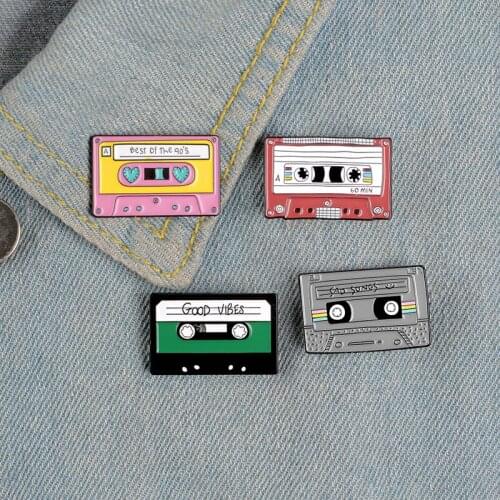 90s Music Tape Enamel Pin Vintage Nostalgic Best Song Brooches for Clothes Badge for Bag Lapel Old-school Jewelry Gift Friends