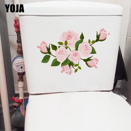 YOJA 23.5*15CM Light Pink Rosette Fashion Bedroom Decor Home Wall Decal WC Toilet Sticker T1-0795