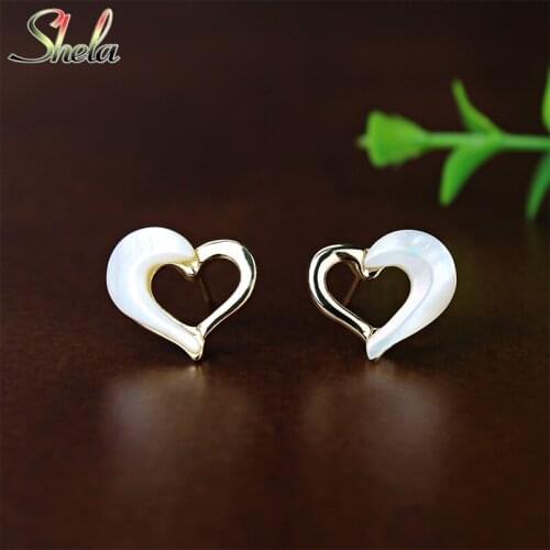 Unique Hollow Heart Earrings For Women Natural Shell Korean Fashion Jewelry Dangle Pendientes Wholesale S925 Pin High Quality