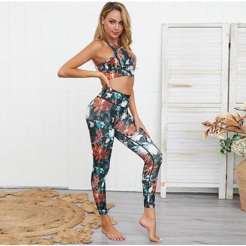 2 Pieces Set for Women Summer Casual Tracksuits Sports Bra Vest +High Waisted Skinny Leggings Sets Sports Wear Gym Fitness Suits