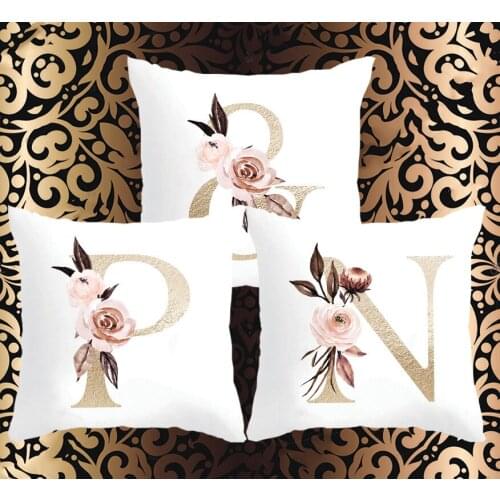 Gold Monogram couple Pillow Cases Wedding Gift Home Decorative Cushions Case Bed Cushion Covers Pillow Covers Engagement gift