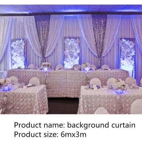 10ft x 20ft White Wedding Backdrop with Shiny Silver Swag Wedding drape and curtain wedding decoration 1 order