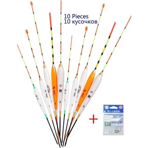 10pcs/lot Fresh Water Fishing Floats Balsa Wood Bobber Size Random Buoy Vertical Flotador Pesca Fishing Tools Tackle Accessories