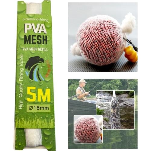 5m PVA Fishing Bait Bag Slow Dissolving Carp Lure Water Soluble Mesh Tube Eco-Friendly Fishing Lure Stocking Wrap Net Bag