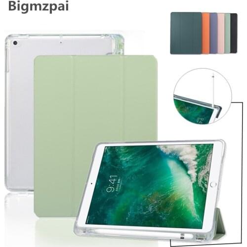 For iPad Air 2 Air 1 iPad 9.7 2018 2017 Case fold Transparent Smart Pencil Holder Cover for iPad 5th 6th Generation Case Funda