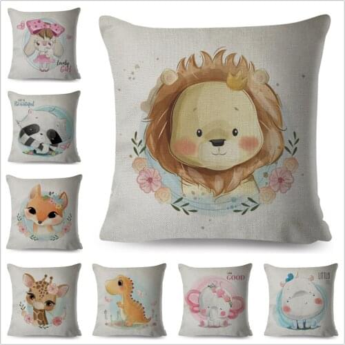 Nordic Cushion Cover Decor Animal Cute Cartoon Dinosaur Unicorn Rabbit Pillowcase for Kids Room Sofa Home Pillow Case 45x45cm