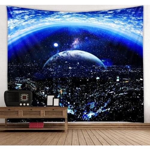 Starry sky universe tapestry astronaut ocean psychedelic wall hanging bohemian hippie home decoration beach towel yoga blanket