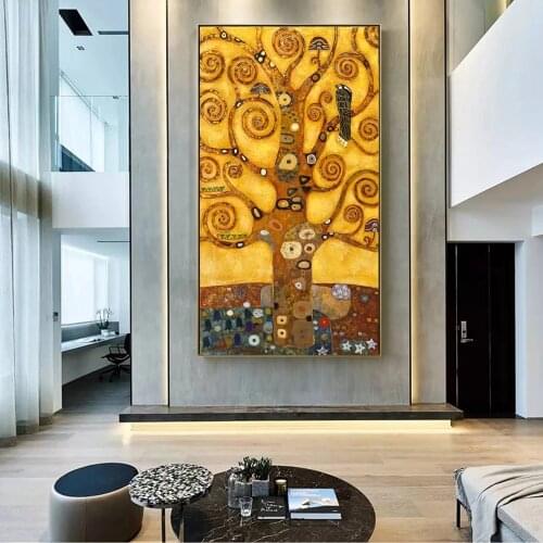 Gustav Klimt Tree of Life Canvas Painting Classical Famous Posters and Prints Wall Art Pictures for Living Room Decor Unframed